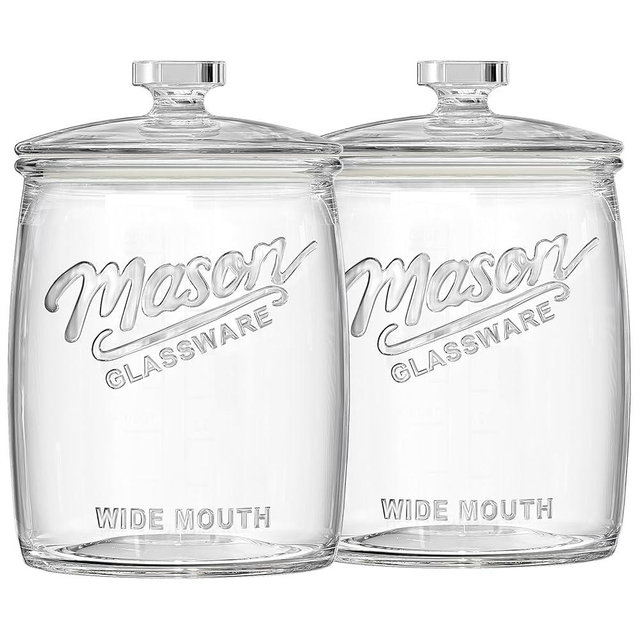 Folinstall 2 Pack 1 Gallon Glass Cookie Jar, Large Glass Jar with Airtight lid, Glass Food Storage Container for Cookies, Candy, Flour, Dog Treats, Coffee, Apothecary Jars