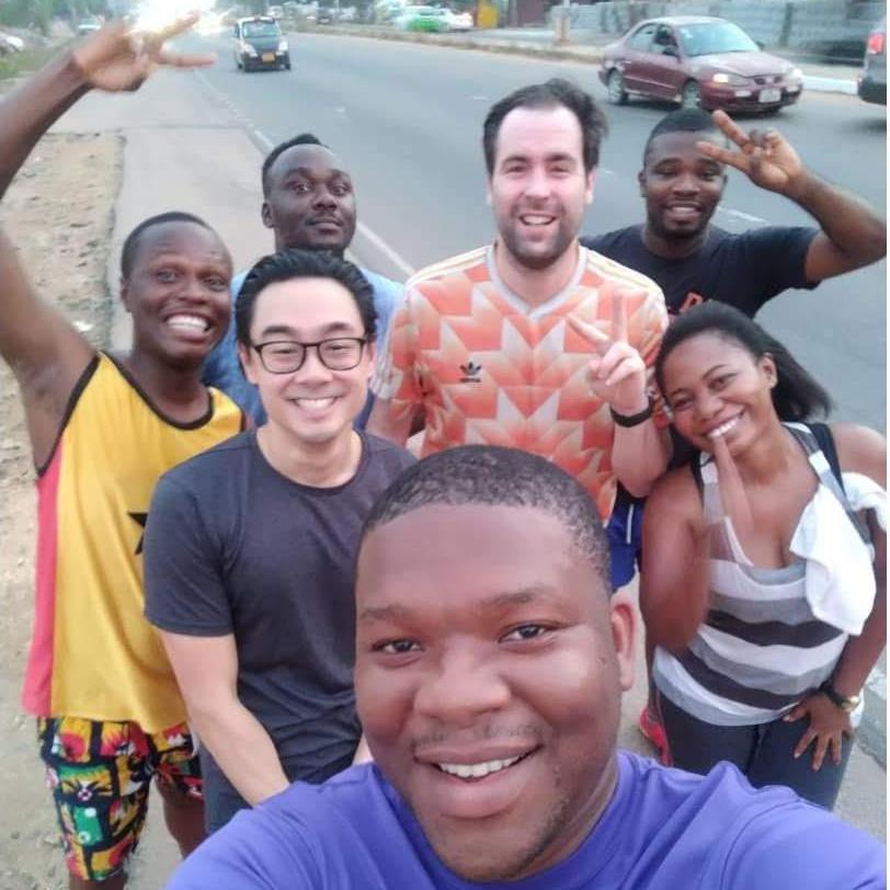 Kevin's running group in Accra