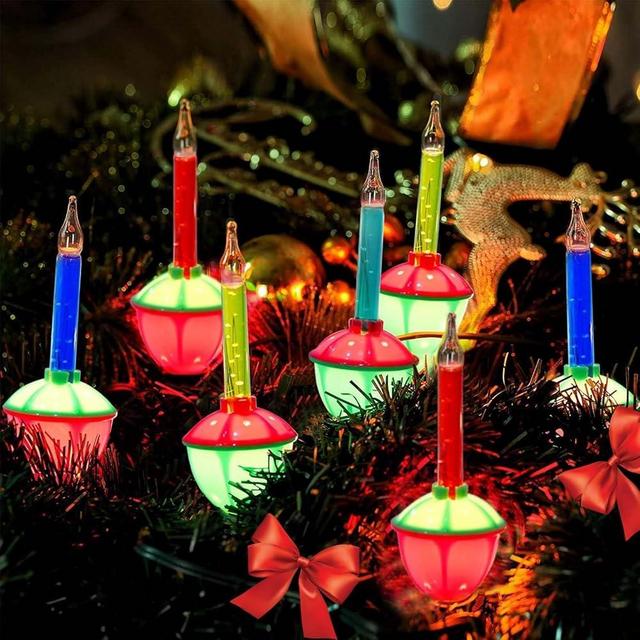 Romasaty Christmas Bubble Lights Set, 8.8Ft Vintage Christmas Bubble String Lights, 9 Color Bulbs with Multicolor Traditional Bubble Lights for Christmas Tree Party Indoor Outdoor Decor, Green Wire