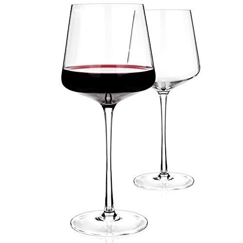 Luxbe - Crystal Wine Glasses 20.5-ounce, Set of 2 - Red or White Wine Large Glasses - 100% Lead Free Glass - Pinot Noir - Burgundy - Bordeaux - 600ml