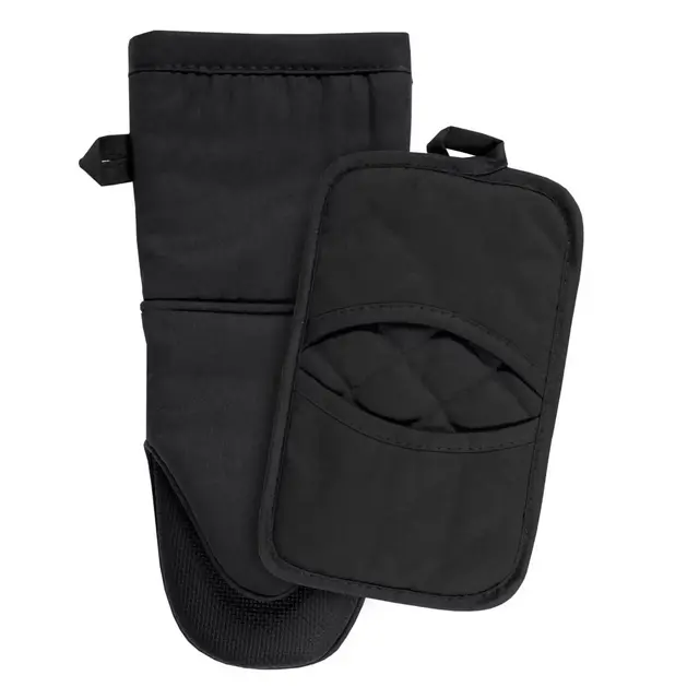 Our Table™ Everyday Neoprene Oven Mitt and Pot Holder Set in Black