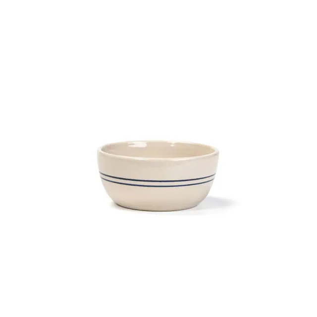 Martinez Pottery Salad Bowl Handmade Heritage Blue Stripe Stoneware