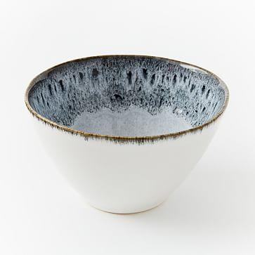 Reactive Stoneware Cereal Bowls - Black & White