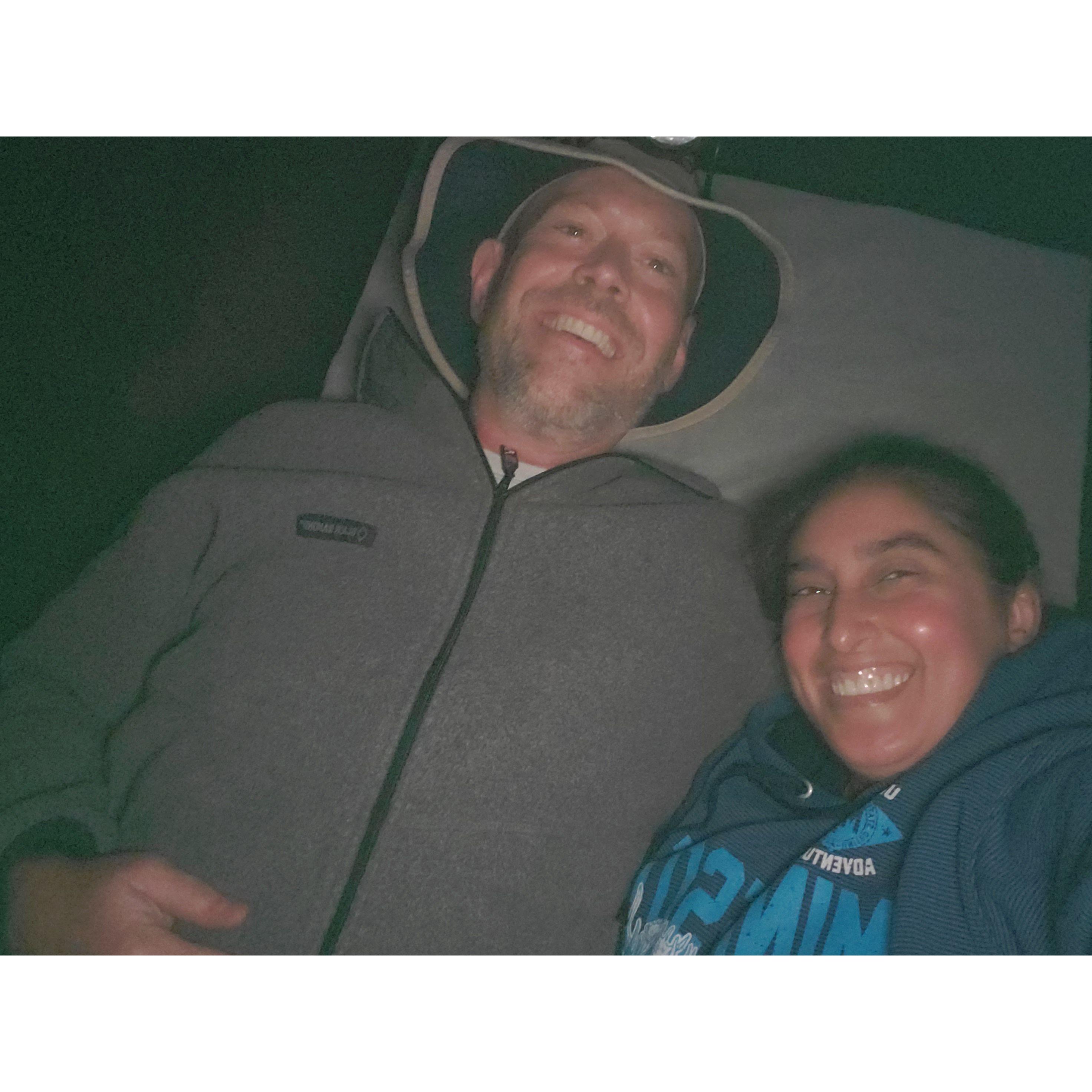 Couples Adventure Challenge: Find a unique way to stargaze. We laid on a picnic table while camping. July 3, 2021