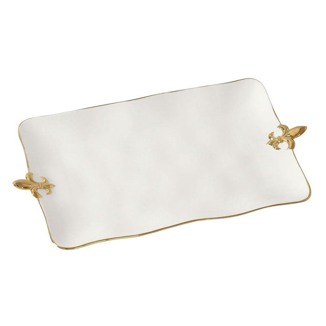 Fleur-De-Lis Rectangular Platter, 18.75" x 10.25" x 1.5"