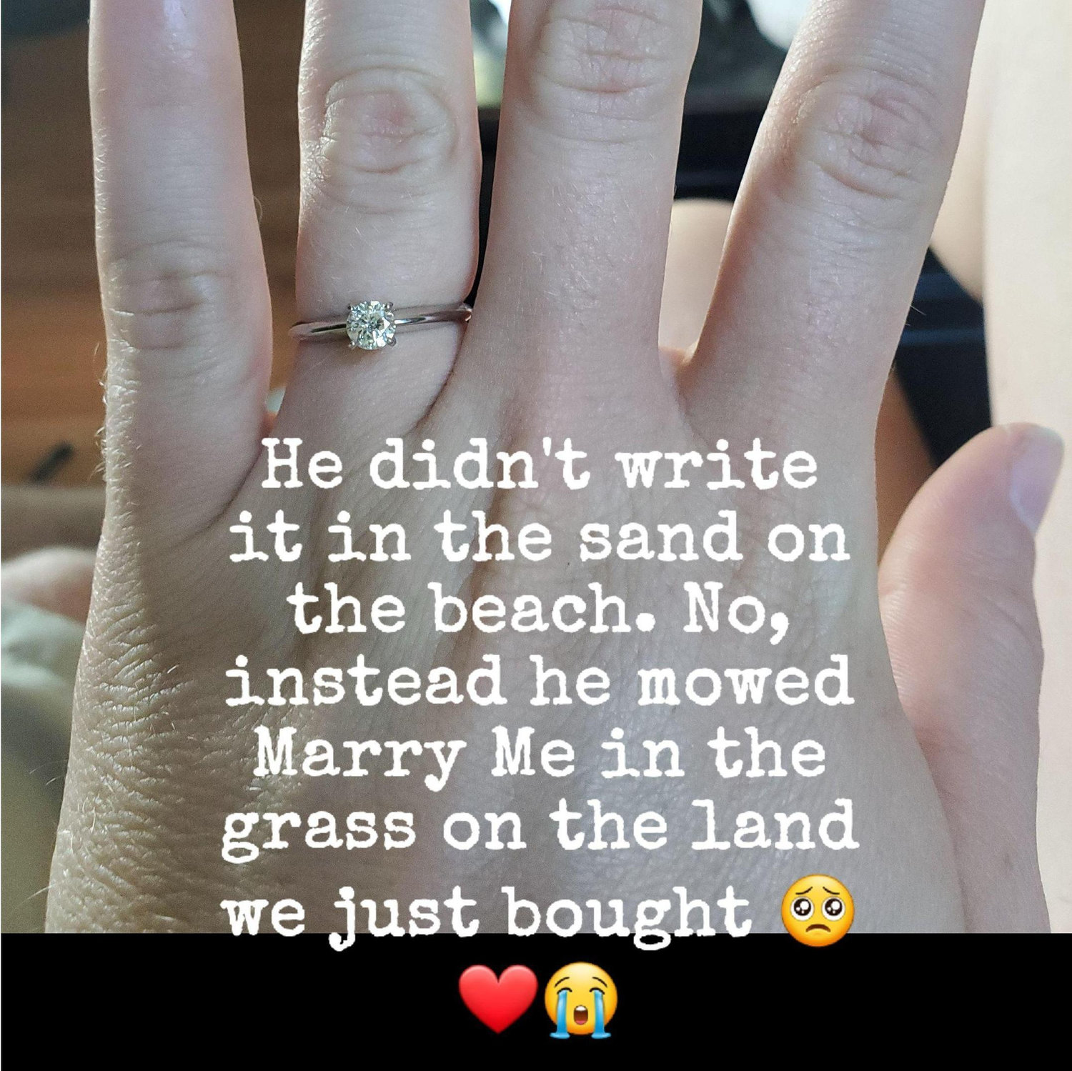 Tyler proposed in the best way possible! The diamond is an heirloom from his late Grandma Gerry <3