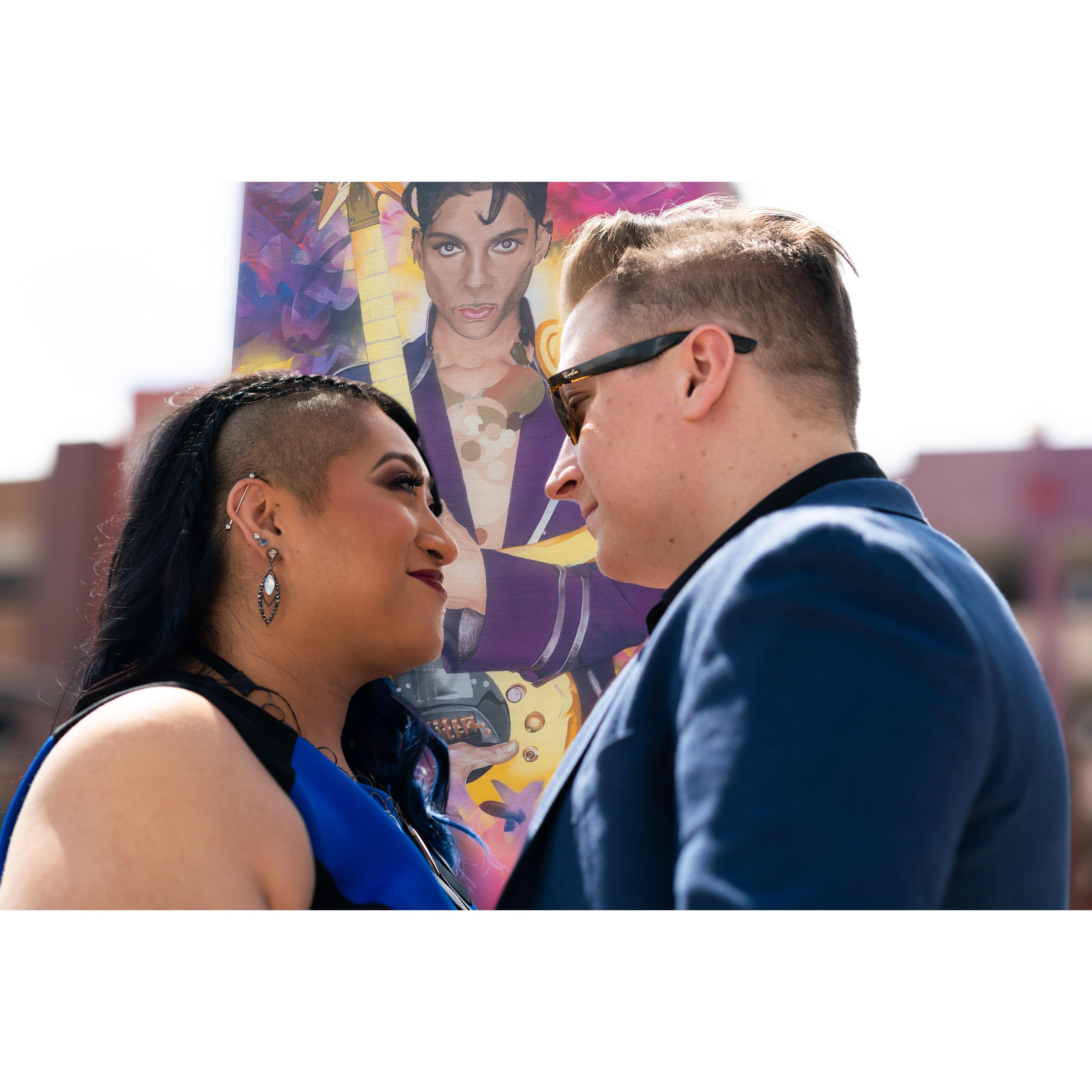 Downtown Minneapolis. Prince mural by Hiero Veiga