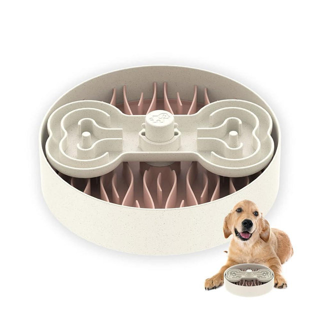 Puzzle Feeder Dog Bowl, Slow Feeder Dog Bowls for Dogs, Dog Bowl Slow Feeder for Dry, Wet, and Raw Food, Dog Puzzle Dog Food Bowls for Large Dogs,Pink