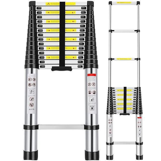 Telescoping Extension Ladder 20.3 FT , Aluminum Alloy Folding Telescopic Ladder with Locking Mechanism, Multi-Purpose Collapsible Ladder for Household Or RV Outdoor Work, Heavy Duty 330 lbs Load