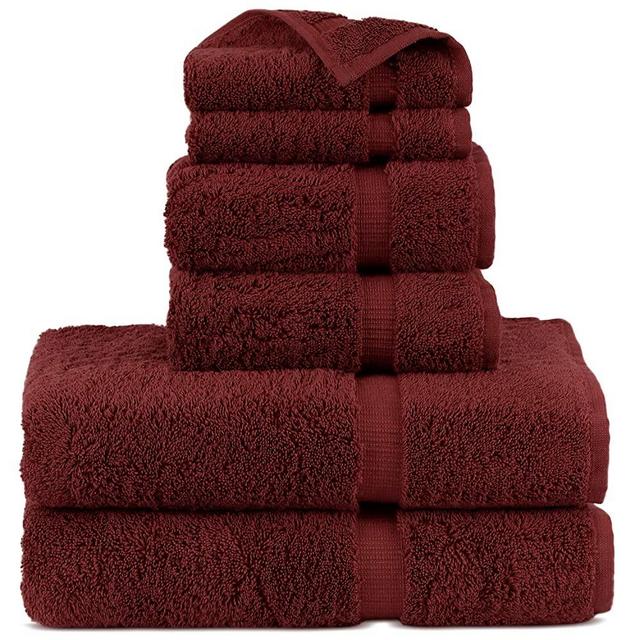 Indulge Linen 100% Turkish Cotton Towel Set (Cranberry, Towel Set - 6 Piece)