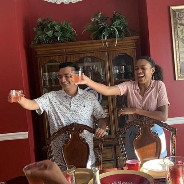 Toasting to our engagement!