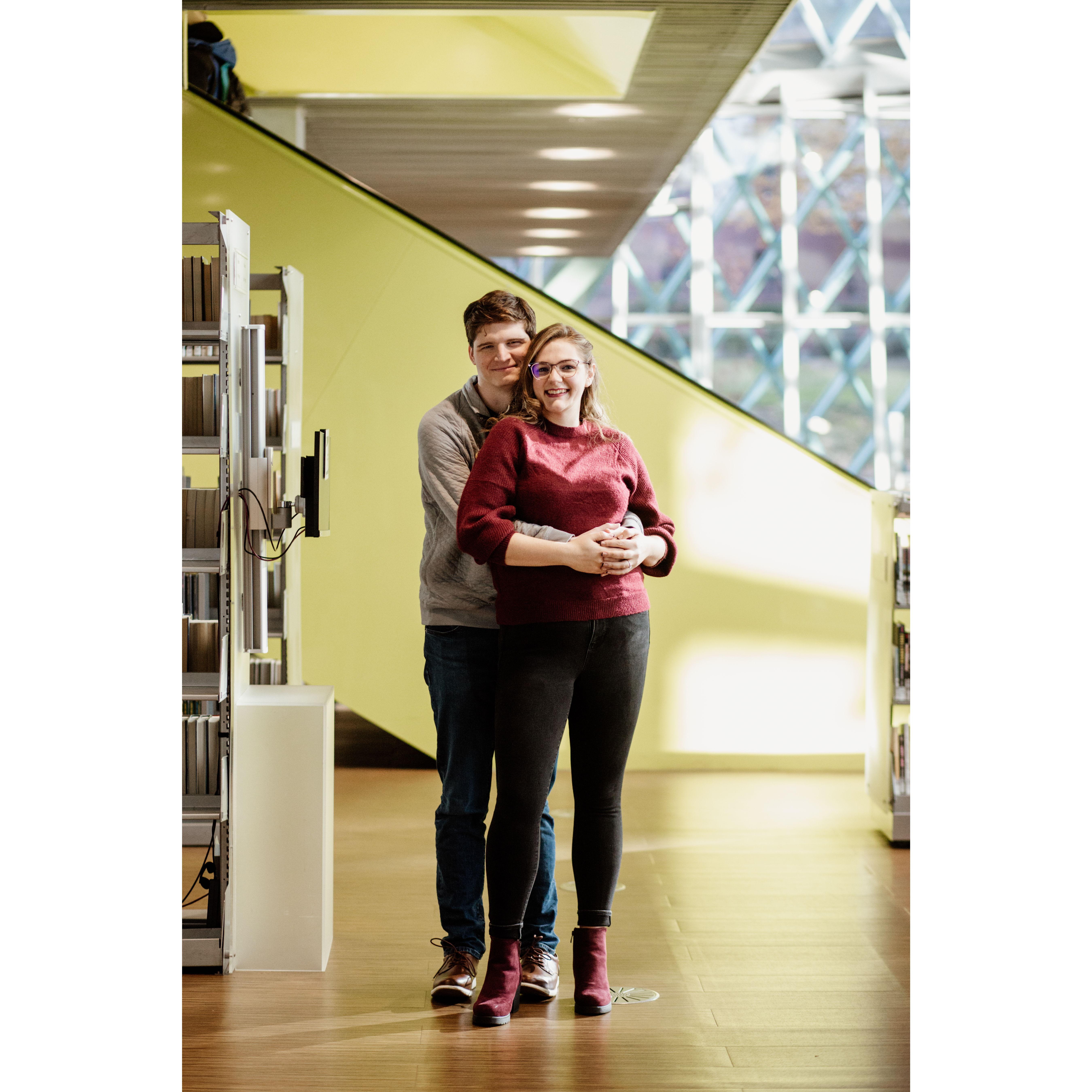 Engagement Photos at the Seattle Public Library