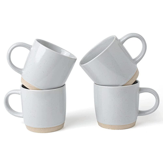 famiware Coffee Mugs, 12 oz Coffee Mug Set for 4, Tea Cups with Handle for Coffee, Tea, Cocoa, Milk, Light Gray