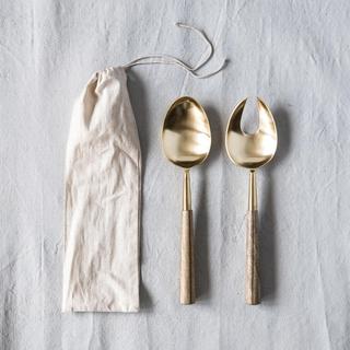 Stainless Steel and Wood Salad Servers