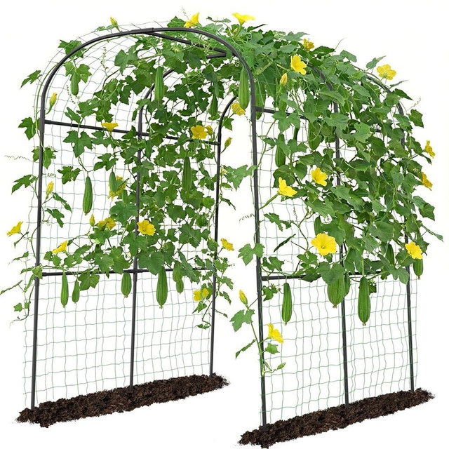 DoCred Tall Garden Arch Trellis for Climbing Plants, 83 Inch Tall Metal Plant Support Trellis Archway for Climbing Vine Vegetable/Fruit/Flower Outdoor Yard Lawn Garden Arch Tunnel Trellis