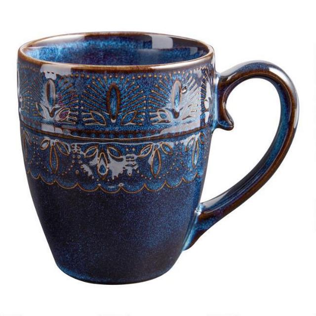 Indigo Blue Embossed Willow Mug