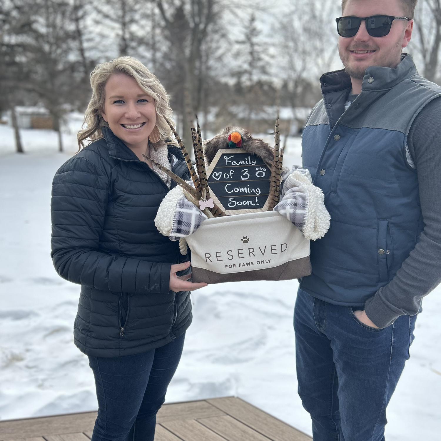 Everyone thought I was pregnant lol! We were very excited to get our puppy!