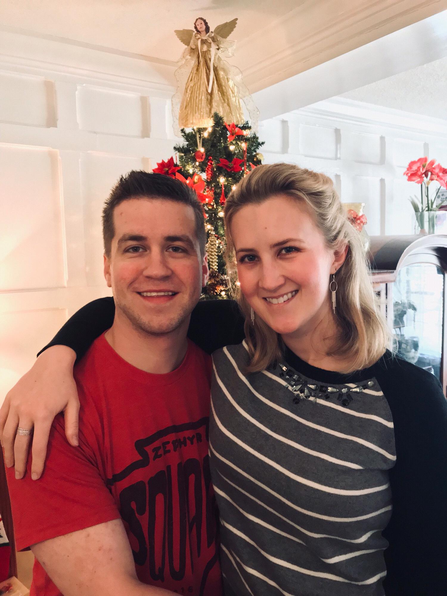 Our first Christmas together, at my parents house in 2017.