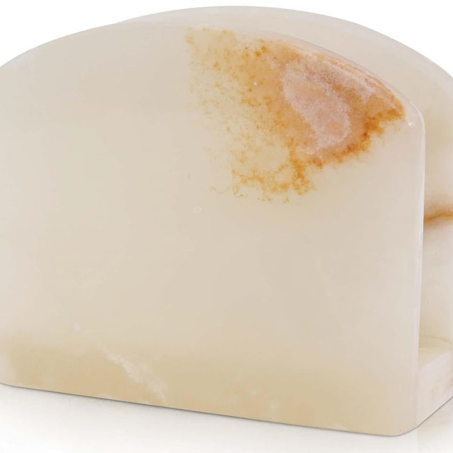 Radicaln Marble Napkin Holder 5.5" Inches White Onyx Handmade Simple Modern Home & Kitchen Napkins Paper Holder For Countertop - Ideal Napkin Holder for Home Decor