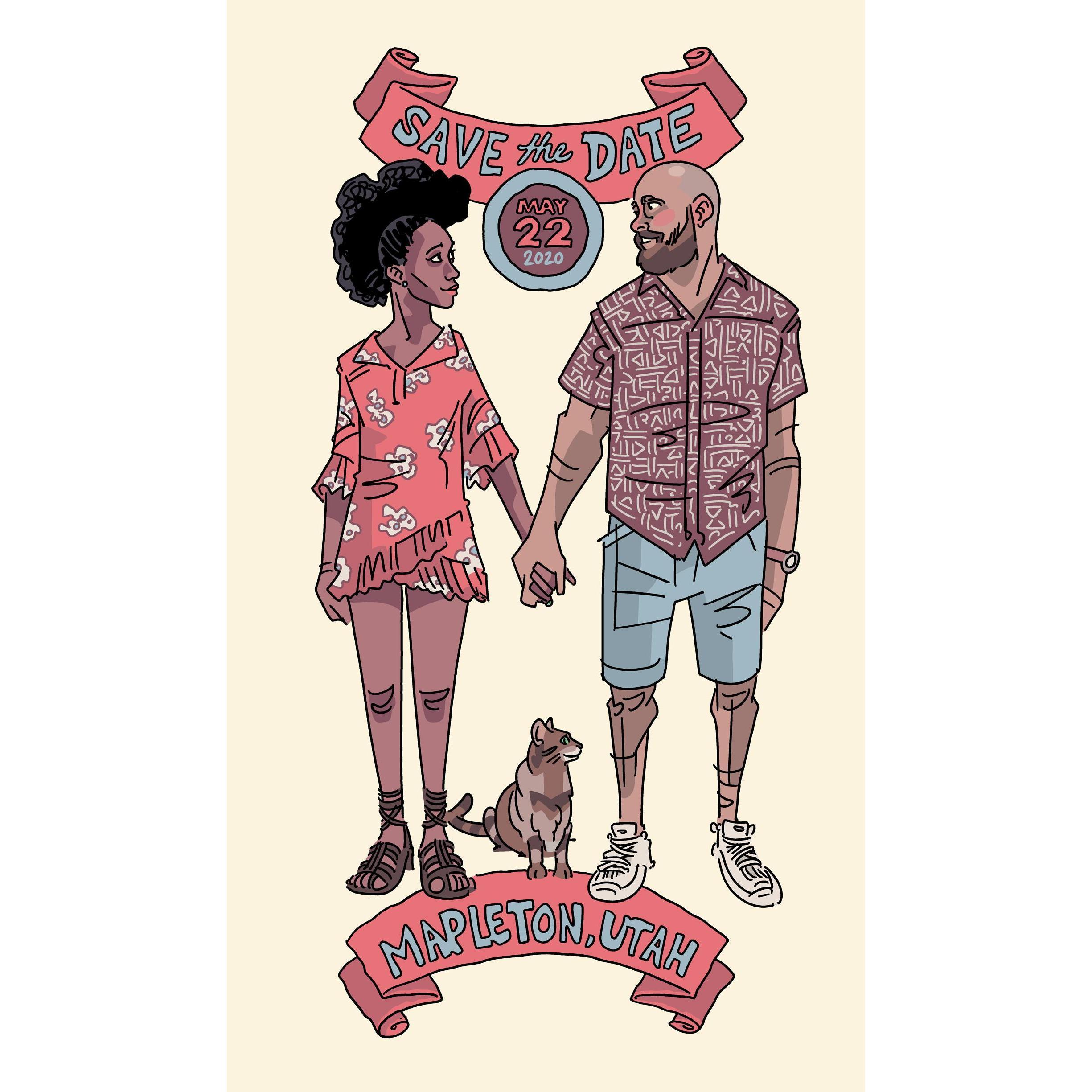 OG Save the Date illustrated by @schweizercomics
