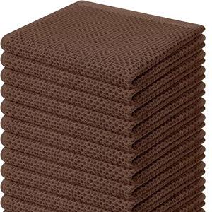 Homaxy 100% Cotton Waffle Weave Kitchen Dish Cloths, Ultra Soft Absorbent Quick Drying Dish Towels, 12 x 12 Inches, 12-Pack, Coffee