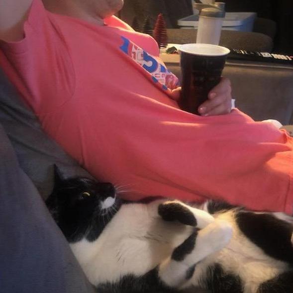 Tux & daddy hanging out