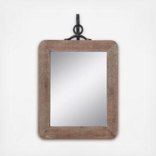 Wood Framed Rectangle Wall Mirror with Metal Hanging Bracket