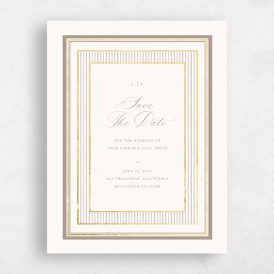 Rich Taupe, Beige Wedding Save the Date - Robin Portrait Foil