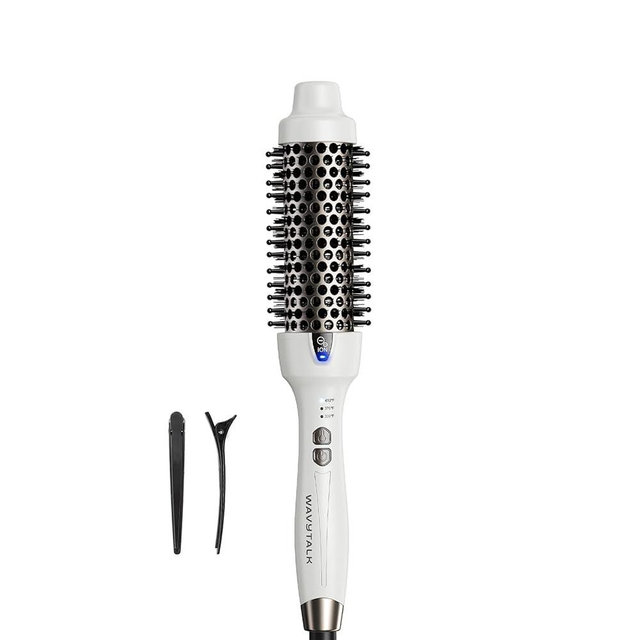 Wavytalk Thermal Brush, 1.5 Inch Blowout Express Ionic Thermal Round Brush Creates Blowout Look in 10 Minutes Makes Hair Shinier & Smoother, Dual Voltage (White)