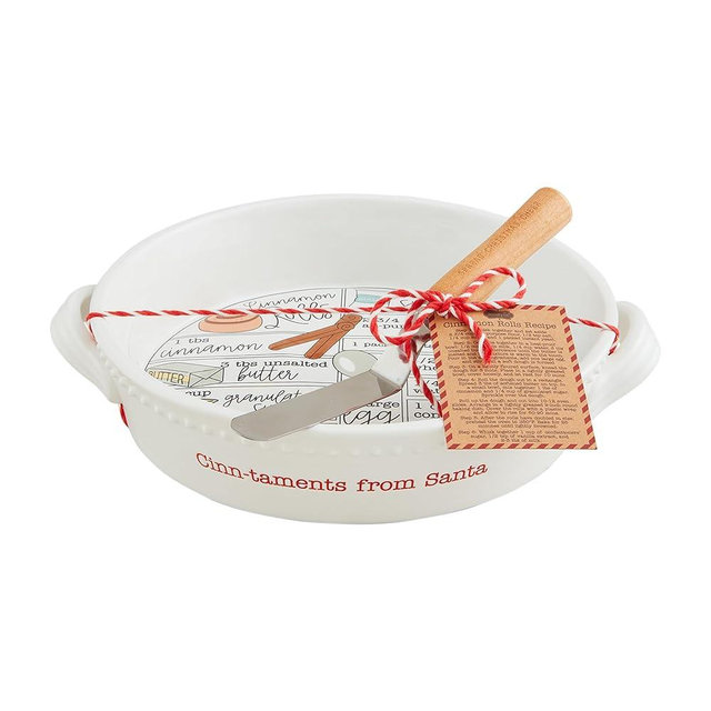 Mud Pie Cinnamon Roll Recipe, baker 2" x 9" dia | spatula 4" | card 3" x 2 1/4", WHITE