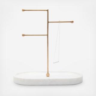 Marble & Antique Brass Jewelry Stand
