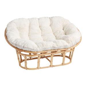 Stone White Faux Fur Faux Fur Double Papasan Chair Cushion