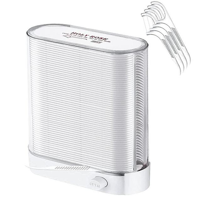 Dental Floss Picks Holy Rose White Dispenser Hygiene and Tidy,Can Pop-up Floss Box ,1 Boxs 88 Count Tasteless Flossers.