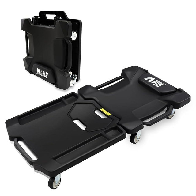 41" Foldable Mechanic Creeper with 6 Swivel Wheels, Low Profile Design with Padded Headrest & Tool Trays, 330 lbs Capacity, Creepers Automotive for Garage Repair