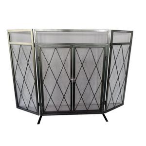 Kempston Park Pewter 3-Panel 50 in. Fireplace Screen with Doors