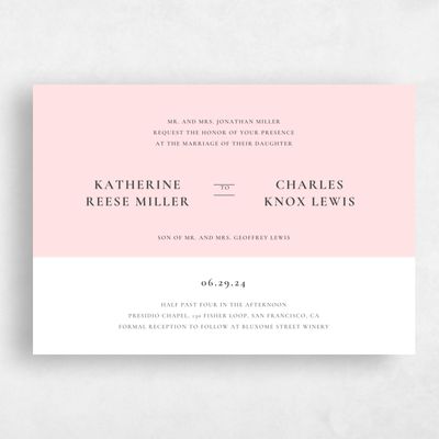 Blush, Pink Wedding Invitation - Potter Classic