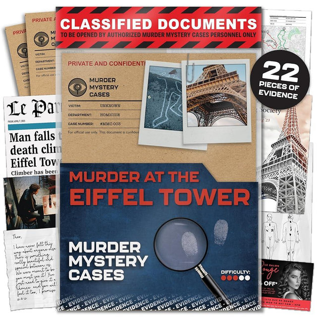 Murder Mystery Cases - Murder at The Eiffel Tower - Unsolved Murder Mystery Games for Adults - Escape Room Game w/Intriguing Cold Case Case File - Detective Games, Crime Solving, Mystery Game Fun