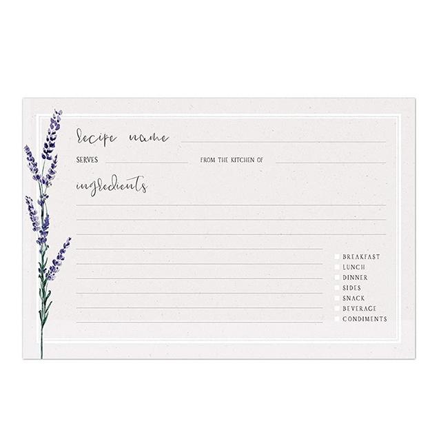 Lavender Flowers Recipe Cards, 48 Double Sided Cards, 4x6 Inches (Lavender Flowers Recipe Cards)
