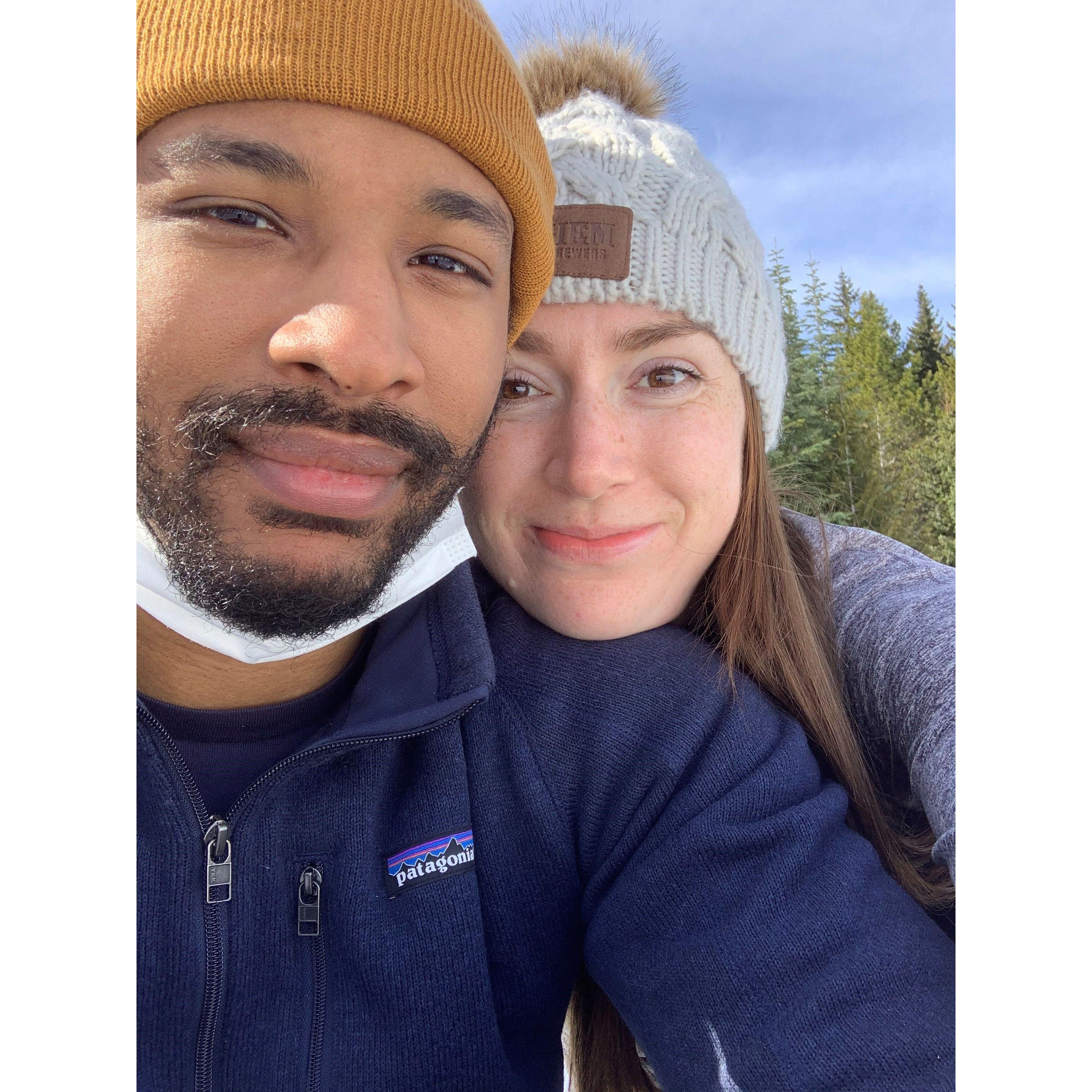 Our first winter together snow shoeing up on Mt. Hood