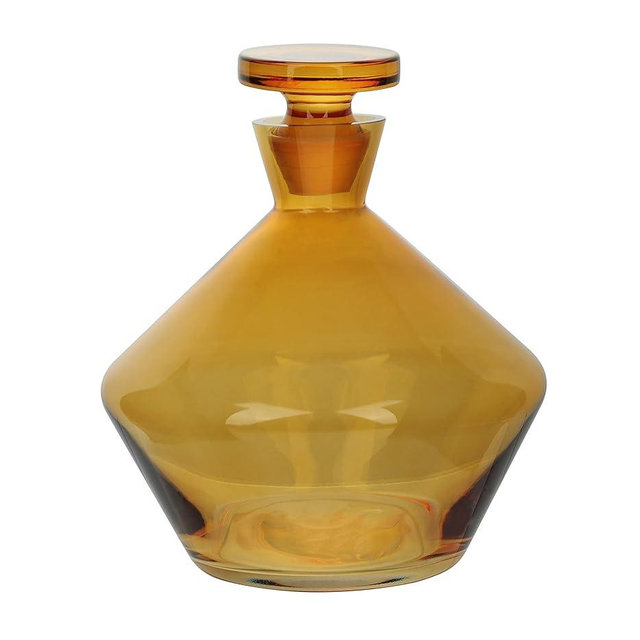 Bruno Magli Whiskey Decanter with Stopper | 49-Ounce Capacity | Wine Decanter | Bottle for Bourbon, Brandy, Juice, and Liquor | Airtight | Glass Bottle (Amber)