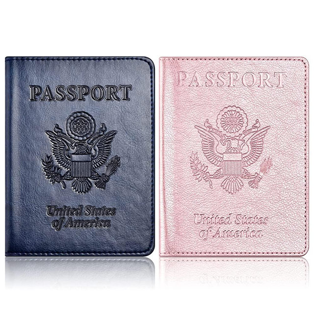 2 Pack Passport And Vaccine Card Holder Combo, Passport Holder With Vaccine Card Slot, Vaccine Passport Holder, Passport Cover, Passport Wallet, Passport Holder For Women And Men (CA-Dark blue+Rose gold)