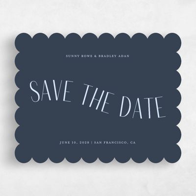 Blue Scalloped Wedding Save the Date - Lark Landscape