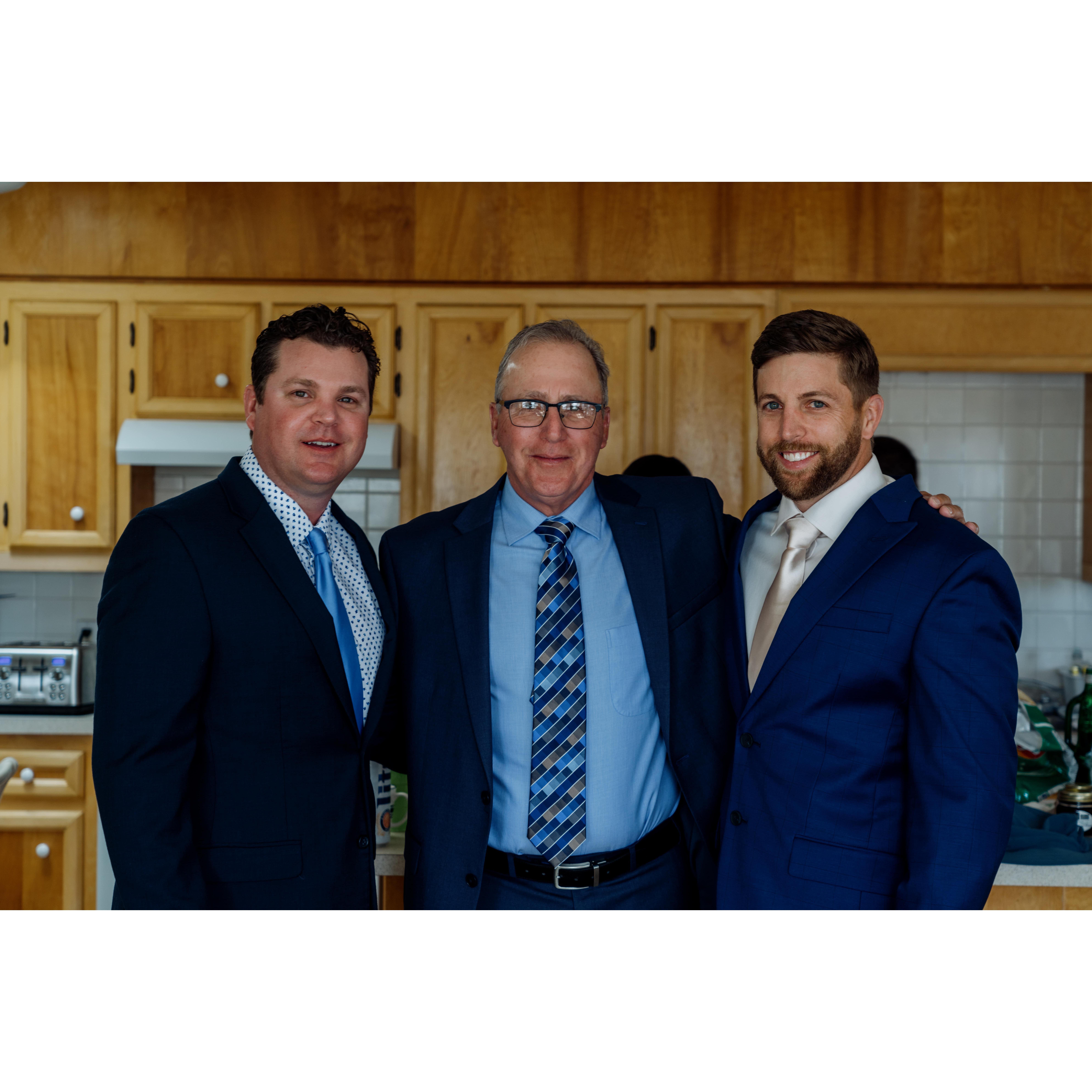 Michael Gerhart, Robert Gerhart and groom Mark Gerhart