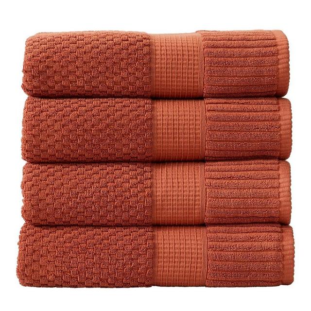 NY Loft 100% Cotton 4 Pack Bath Towel Set| Super Soft & Absorbent Quick-Dry Bath Towels 30" x 52" |Textured and Durable Cotton | Trinity Collection (4 Pack, Clay)