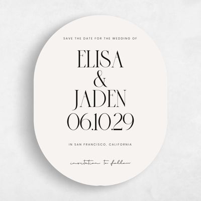 Beige Oval Wedding Save the Date - Garrett Portrait