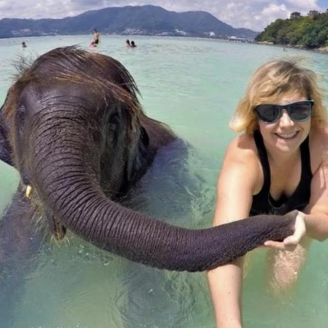 Swimming with elephants in Phuket