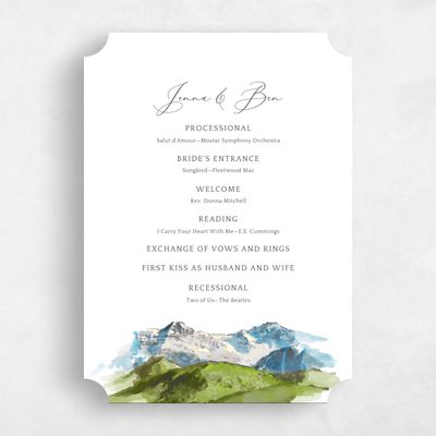 White Ticket Wedding Program - Mirador