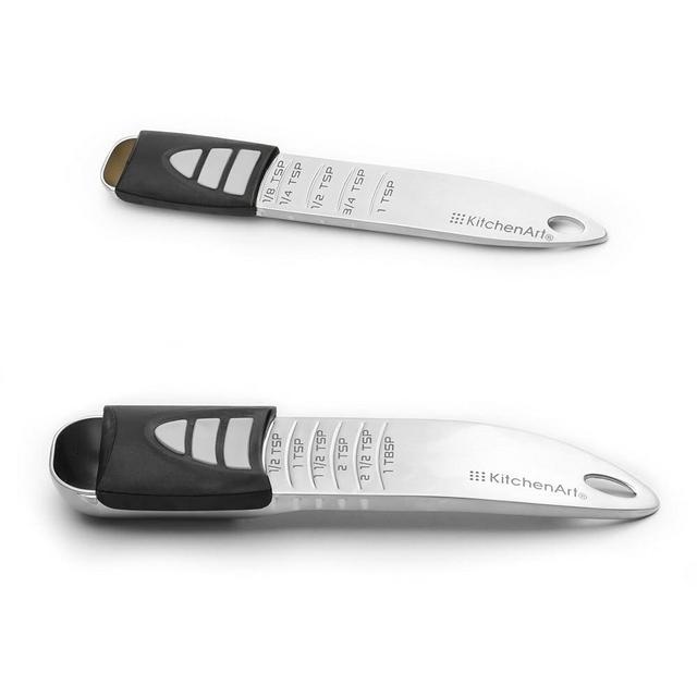 KitchenArt Stainless Steel Pro Adjust-A-Tablespoon and Teaspoon, Adjustable Measuring Spoon Set