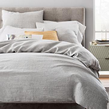 European Flax Linen Duvet Cover and Sham Set, Full/Queen, Frost Gray