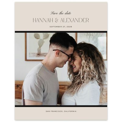 Beige Bordered Wedding Digital Save the Date - Jet Photo